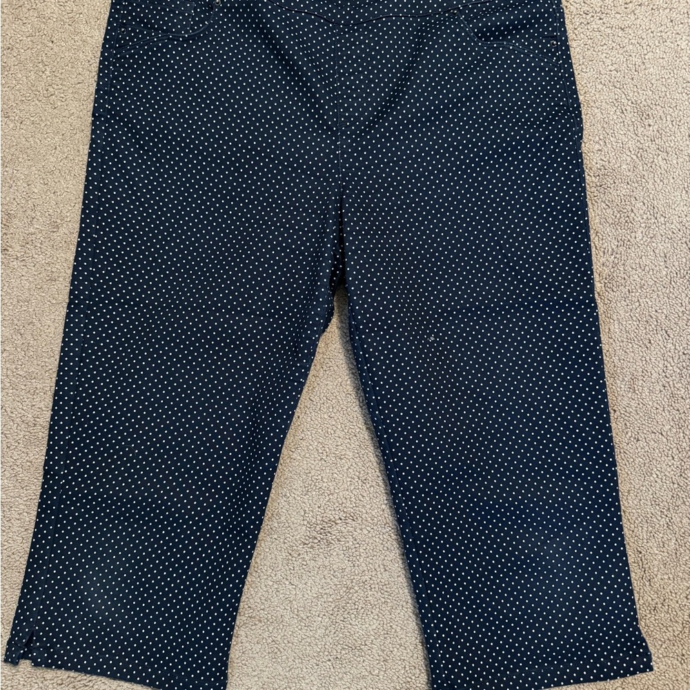 Great Northwest Clothing Company Dark Blue Polka Dot Capris